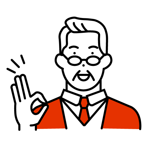 喜ぶ年配の男性