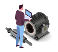 機械を学ぶ男性